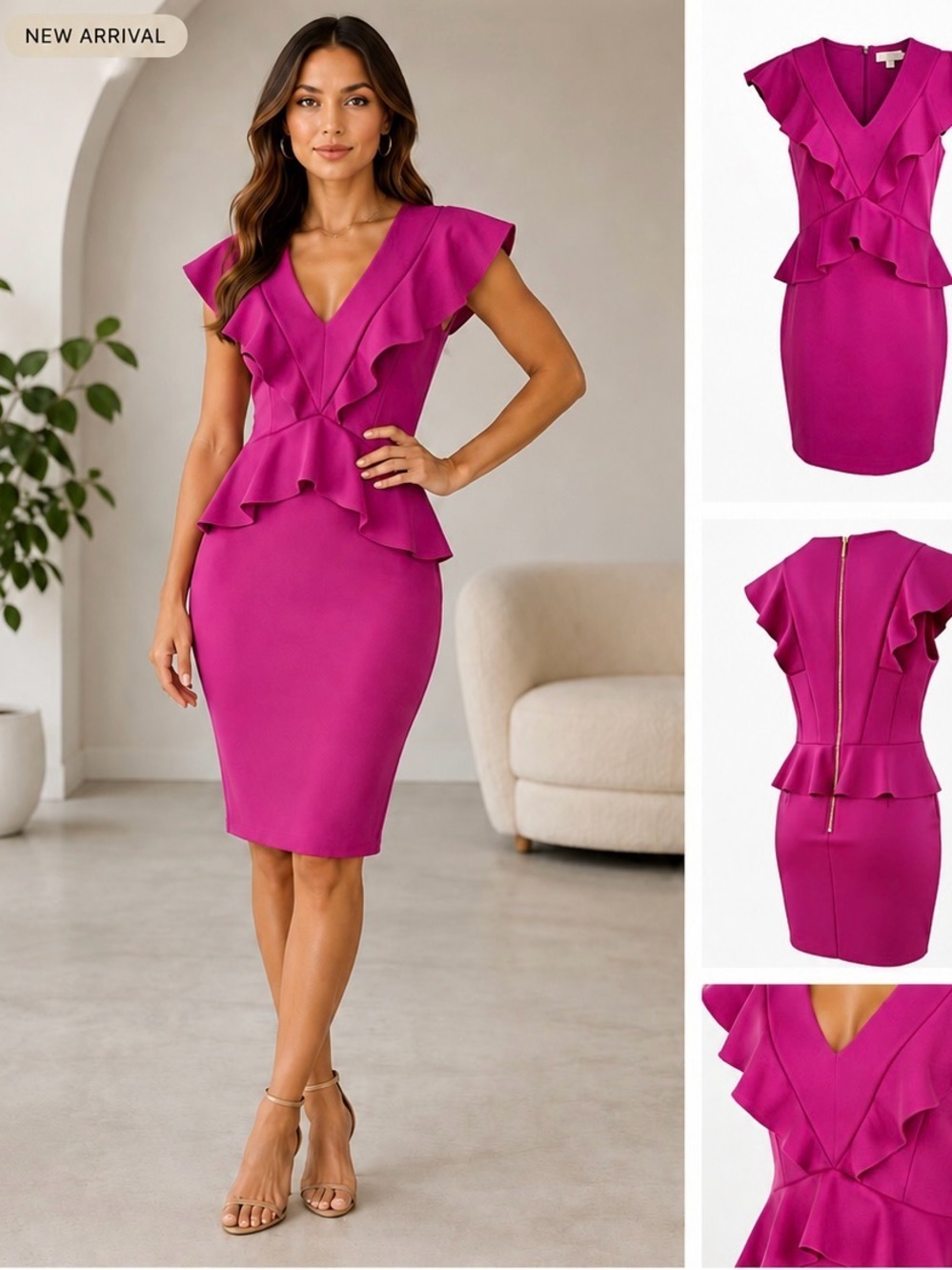 Ted Baker Fuchsia Ruffle Mini Dress U.S. 4